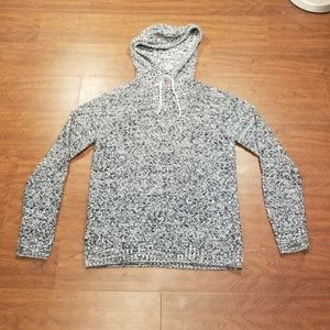 Woven Blue and White Speckled Hoodie